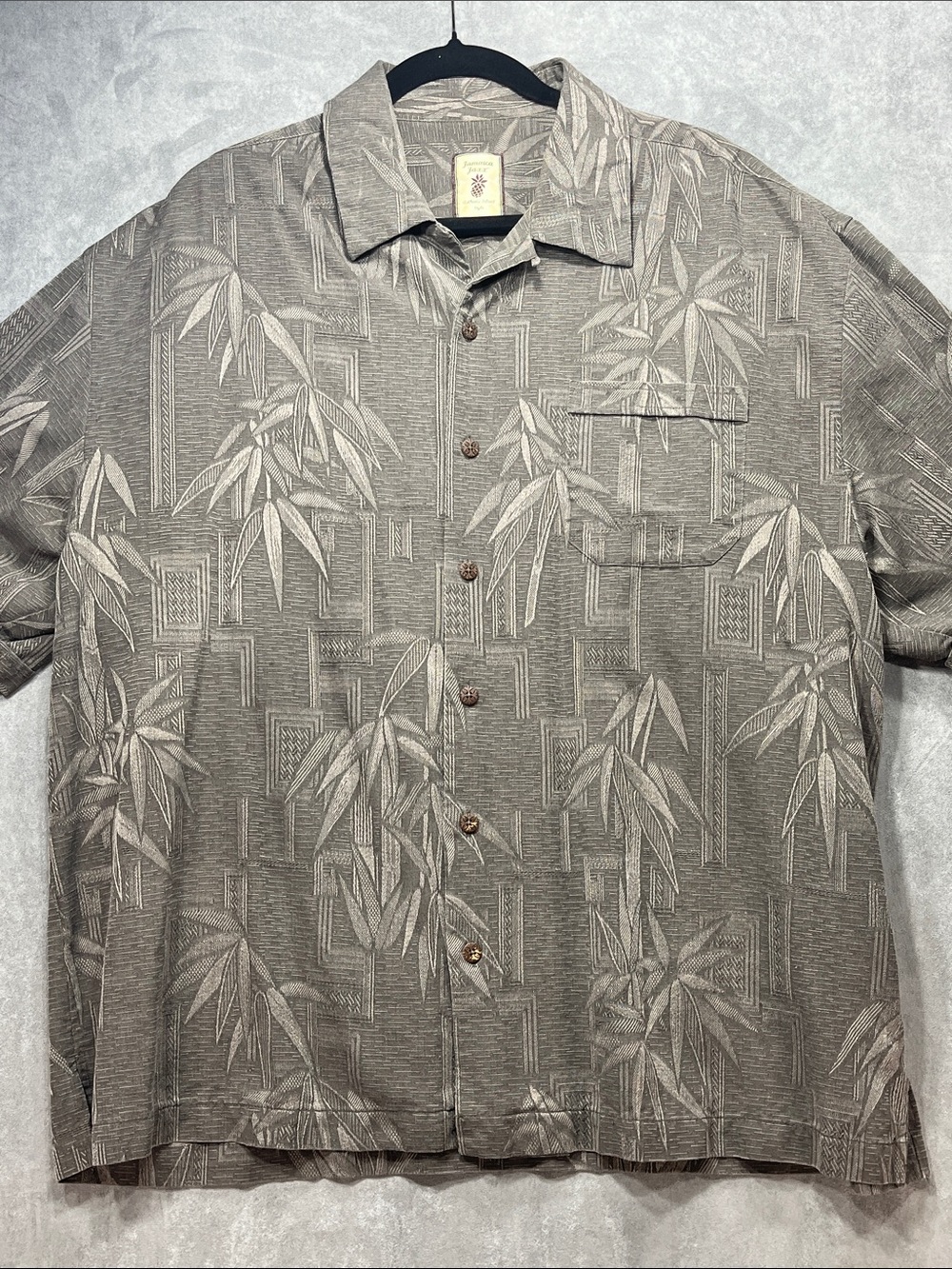 Jamaica Jaxx XXL 100% Silk Bamboo Hawaiian Camp Shirt Gray